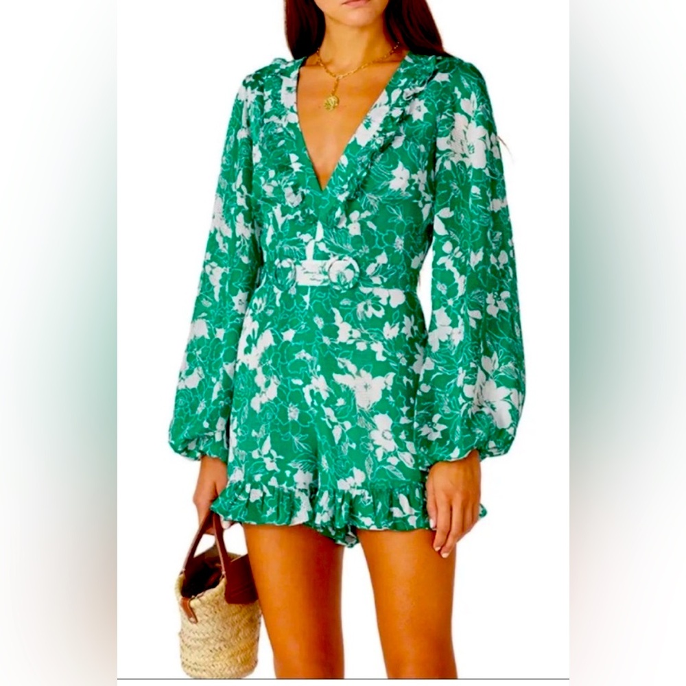 Alexis Green and White Floral Jumpsuit